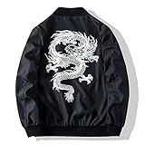 ChouZZ Damen Herren Übergröße Grafik Reißverschluss Jacke Tierdruck Langarm Bomberjacke Leichte Mantel Oberbekleidung Unisex, Schwarzer Drache, 38