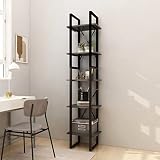 Gecheer Bücherregal 5 Fächer, Bücherregale, Standregal Freistehende, Küchenregal Schwerlastregal, Regal Industrial Design,Lagerregal Eckregal Blumentreppen, Grau 40x30x175
