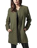 Urban Classics Damen Ladies Peached Long Bomber Jacket Jacke, Grün (Olive 176), 36 (Herstellergröße: S)