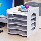 Schreibtisch Organizer Büro Dokumentenablage A4 Schreibtischablage 5 Fächer Dokumentenhalter Holz Ablagesystem Zeitschriften Sammler Bücher Ordnungssystem Schule Tischorg