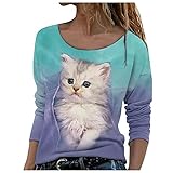 T-Shirts für Frauen Gedruckt Lässige Locker Mode Elegant Basic Langarmshirt Langarm Rundhals Party BluseKnopfleiste Herbst Frühling Sommer Shirt-Langarm für F