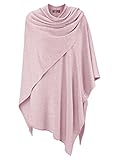 Zwillingsherz Poncho-Schal mit Kaschmir - Hochwertiges Cape für Damen - XXL Umhängetuch und Tunika mit Ärmel - Strick-Pullover - Sweatshirt - Stola für Sommer und Winter von Cashmere Dreams (rosa)