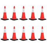 vidaXL 10x Reflektierende Leitkegel mit schwerem Fuß Profi Pylone Pylonen Warnkegel Verkehrsleitkegel Verkehrskegel Markierungshut Kegel 75
