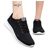 VESNIBA Damen Turnschuhe Slip On Walking Tennis Schuhe Athletic Mesh Laufschuhe Leichte Tennis Casual Mode Jogging Sport Sneaker Herren UK-Größe 6 A11 Schw