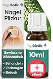 YogaMedic® Nagelpilz Behandlung 10ml ohne Feilen - Patentierter Wirkstoff, belegte schnelle Intensiv-Wirkung in nur 20 Sek. - gegen Nagelpilz mit nagelpflegenden Ölen - Mit Ebook