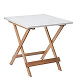 Beistelltisch Klapptisch Holztisch Garten Klappbar Klein Balkontisch Gartentisch Kaffeetisch Faltbar Bambus 50x50x50cm, Weiß