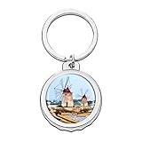 Hqiyaols Keychain Italien Saline Della Laguna Marsala Sizilien Cap Flaschenöffner Schlüsselbund Creative Kristall Rostfreier Stahl Schlüsselbund Reisen Andenk