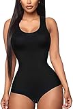 Gotoly Damen Figurformend Bodys Shapewear Tank Tops Taillenformer Bauchweg Bodyshaper Nahtlos Miederbody Stark Body Shaping Bodysuit (Schwarz, XX-Large)