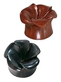 Fly Style Ohr Plug Holz Flesh Tunnel Hibiskus Blüte (4-22mm), Grösse:8 mm, Modell:M