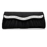 J&G Ladies Party Prom Bridal Nice Gefaltet Evening Clutch Handtasche Purse Bag Schw