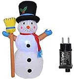 vfcg Aufblasbarer Schneemann Weihnachten 120 cm mit Gentleman-Hut und Besen aufblasbarer Schneemann für den Außenbereich mit LED-Licht für den Garten W