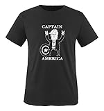 Comedy Shirts - Trump Captain America - Comic - Mädchen T-Shirt - Schwarz/Weiss Gr. 110-116