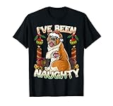 I've Been Naughty English Bulldog Dog mit Weihnachtsmannmütze T-S