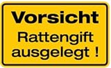 Schild Alu Vorsicht Rattengift ausgelegt! 120x200mm (Warnschild, Lebensgefahr, Gesundheitsschädigung) praxisbewährt, w