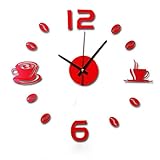 Uhr,Binggong Selbstklebende Innenwand-kreative Dekorations-stumme Acryluhr DIY Quarzuhr Büro Acryl Kaffee Abschnitt (1X, B)
