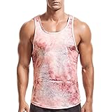 AIMPACT Herren Workout-Tank-Top, Batikfärbung, Stringer, Bodybuliding, Orange, Groß