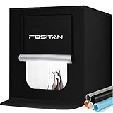 FOSITAN Fotostudio Tragbare 50x50x50cm Einstellbare Helligkeit Foto Zelte LED Beleuchtung mit 5 Farben Hintergründe(schwarz, weiß, grau, blau, orange)