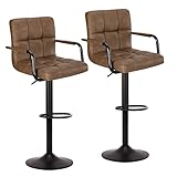 Wolmics Barhocker 2er Set höhenverstellbar und drehbar 360°,Barstuhl Hochstuhl aus Kunstleder für Küchenbar Bistro,Dunkelb