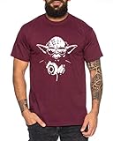 Yoda - Herren T-Shirt DJ YODA Jedi Ritter The Empire Turntables Music Rave House Trance Techno Geek, S, W