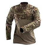 Onsoyours Herren Militär-T-Shirt Tactical Shirt Combat Shirt Slim Fit Langarm Camouflage Shirt Paintball Airsoft Army Hemd Militär Uniform A Braun XS