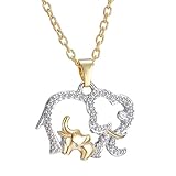 WEISUO Strass Lucky Elephant Love Halskette mit Kette für Mutter-Tochter-Geschenk