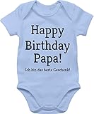 Event und Anlass Geschenke Baby - Happy Birthday Papa 1/3 Monate - Babyblau - Happy Birthday Papa Body - BZ10 - Baby Body Kurzarm für Jungen und M
