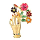 LIXFDJ Brosche mit Blumenmotiv, Legierung, Pullover, Brosche, Strass, Anstecknadel, Clip, Anstecknadel, Anstecknadel, Geschenk, Kostüm, Schmuck, Zubehör, Geschenk für Frauen Valentinstag