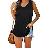 Damen Sport Shirt，Yoga Fitness Tank Top，Sommer ärmellose Weste，Sportshirt Damen Kurzarm，Tanktops Frauen，Ringerrücken Obertei，Yoga Weste，V-Ausschnitt，Atmungsaktive Vest (schwarz, L28.35, l)