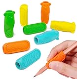 HOMMWINS 8 Bleistift Griffe, Schreibhilfe für Stift Kinder, Stifthalter Ergonomische Schreibhilfe für Stift Bleistift Halter Silikon Stift Griffe für Kinder Linkshänder Rechtshänder (Mehrfarbig)