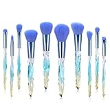 Crystal Make-up Pinsel Set 10xProfessionelles Pinselset mit Soft Bristle Blush Concealer Lidschatten Eyeliner Pinsel für Mädchen Fächerpinsel mit Diamantgriff Professionelles Blending B