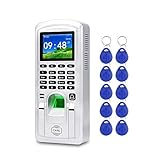 Zeitmaschine Fingerabdruck-Zugriffskontrolle TCP/IP biometrisches Zeiterfassungssystem Maschine Mitarbeiter Sign-in Recorder 2,4 Zoll Für Büro, Schule (Color : Silver)