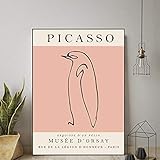 HNZKly Pablo Picasso Gemälde Flamingo Pinguin Katze Poster Abstrakt Leinwand Gemäldedrucke Picasso Tier Wand Bilder Bild Wohnzimmer Wohnkultur 30x40cm / Ungerahmt R83