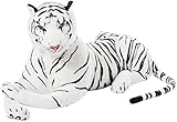 Brubaker XXL Tiger Kuscheltier Weiß 110 cm - liegend Stofftier Plü