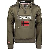 Geographical Norway Gymclass Herren Kapuzen-Sweatshirt mit Känguru-Tasche, mit Logo, Hoodie, warm, langärmlig, Sport-Pullover, kaki, XXXL