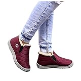 Dasongff Winterstiefel Damen Gefüttert Wasserdicht Winterschuhe Flach Rutschfeste Warme Schneestiefel Leicht Flache Bequem Kurze Stiefel Winter Stiefel Schlupfstiefel Walkingschuhe B