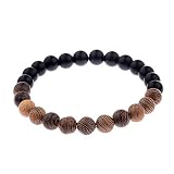 Leuchtbox Glücks-Armband Yoga Kettchen für Damen und Herren Unisex Kunststoff- und Holz-Perlen Elastisches Band Schw