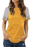 Smallshow Damen Stillshirt Kurzarm Umstandsmode Tshirt Still Nursing Tops Sommer,Yellow,L