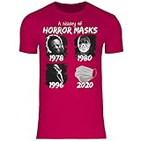 wowshirt Herren T-Shirt A History of Horror Mask Halloween Purge Film Jason Serienmörder, Größe:M, Farbe:Sorb