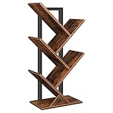 HOOBRO Bücherregal, Standregal mit 4 Ebenen, Holz DVD Regal, in industrial, für Wohnzimmer, Arbeitszimmer, Kinderzimmer EBF04SJ01