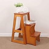 WYZDCP Holz Leiterstuhl Faltschritt Stuhl, Tritthocker 3-Stufen Tragbare Home Bibliothek Treppenstuhl Kletterleiter Hocker Multifunktions Bücherregal Anzeige Regale Schuhbank Blume Rack