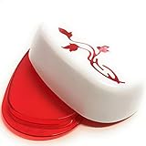 Berossi Butterdose Kunstoff rot Butter Dose mit Deckel Blumenmotiv BPA Free Aufbewahrung im Kühlschrank Kunststoff Butter Box red leuchtrot Butterdose Plastik drehbare Servierplatte Dose Flower Sty