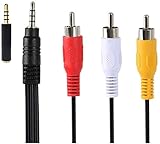 Padarsey 3,5 mm auf RCA AV Camcorder Videokabel, 3,5 mm Stecker auf 3 Cinch-Stecker, Stereo-Audio-Video-AUX-Kabel für Smartphones, MP3-Player, Tablets, Lautsprecher, Heimk