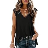 WXDSNH Damen V-ausschnitt Spitze Weste T-shirt Lose Casual Printed Slit Top T-stickerei Damenmode Top