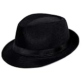 PORSYOND Fedora Hut Herren/Damen Panama Hut Sommer Trilby Derby Hut Filzhut Herren Winter Jazz Hut mit Band (E-Schwarz, Polyester)