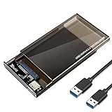 EasyULT Festplattengehäuse 2.5 Zoll USB 3.0, Externes Festplatten Gehäuse für 9.5mm 7mm 2.5 Zoll SATA SSD und HDD mit USB 3.0 Kabel[Werkzeugfreie Montage, UASP Beschleunigung]