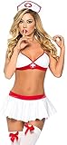 MONIKI Women Sexy Nurse Lingerie Bedroom Naughty Nurse Costume Cosplay Uniform With Stockings (White)