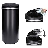 Sensor Müll-Eimer, Abfall-Behälter aus Edelstahl, automatischer Deckel, rund, ca. 50 Liter, geruchsdicht, für Küche, Restmüll, Bio-Abfall oder als Windel-E