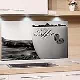 GRAZDesign Fliesenspiegel Coffee - Glasrückwand Küche Kaffeetasse - Küchenrückwand Glas Schwarz/Weiß / 60x40