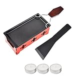 ZIEM Käse-Raclette-Set Käse-Schmelzpfanne Antihaft-Raclette-Grill-Set Tragbares Candlelight-Raclette mit Spatel Home Metal Kitchen Grillwerkzeug mit Holzg