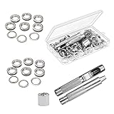 Grommet Werkzeug Kit, Tülle Ösen Scheiben Ösenzange Set und 120 Sets 12 mm Grommet Ösen mit für Planen Leder Stoff Vorhang Poolabdeckung